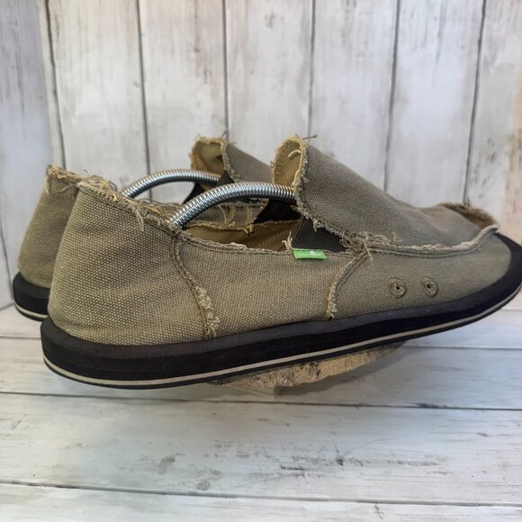 Sanuk Mens 14 Vagabond Sidewalk Surfer Brown Canvas Lightweight Loafer Shoes - Picture 6 of 9